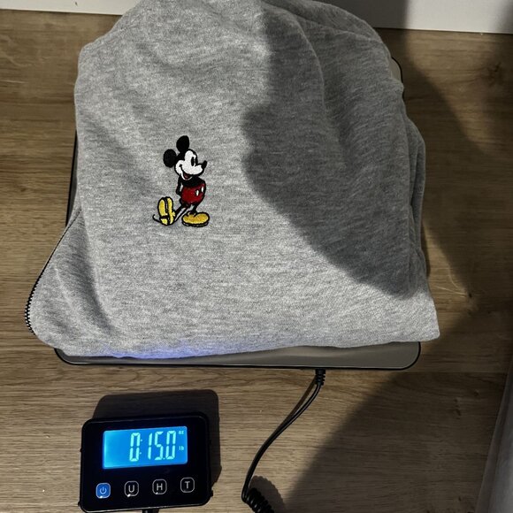 NWOT Disney Mickey Mouse Gray Zip-Up Hoodie W Sherpa Lining & Embroidered Logo - Picture 10 of 10